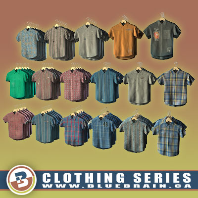 3D Model of Clothing Series - Realistic Hung Short-Sleeved Shirts - 3D Render 0